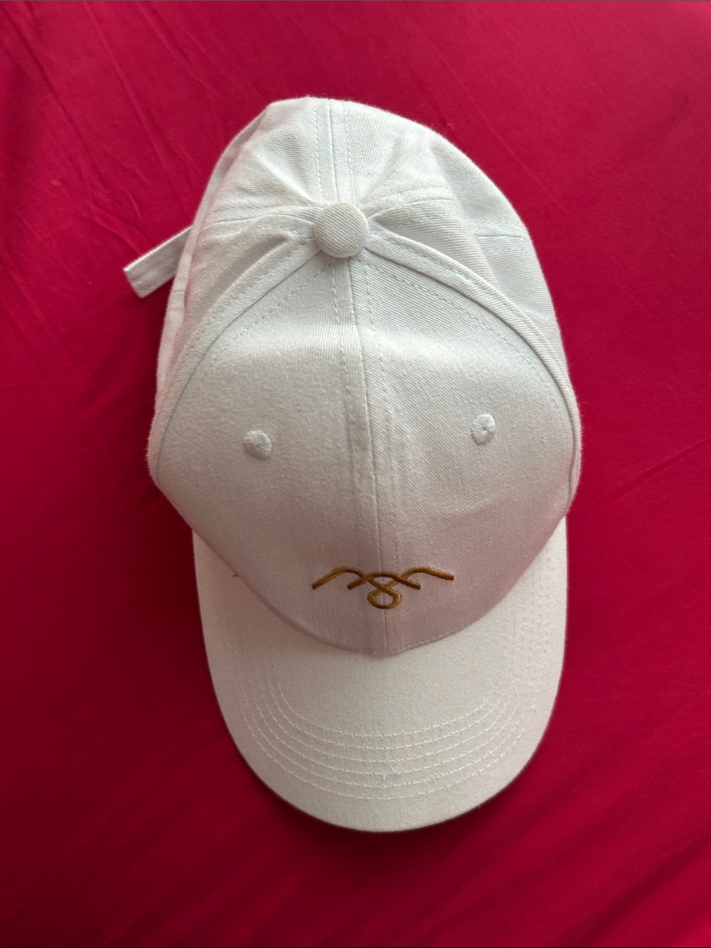 Cream Embroidered Logo Baseball Cap